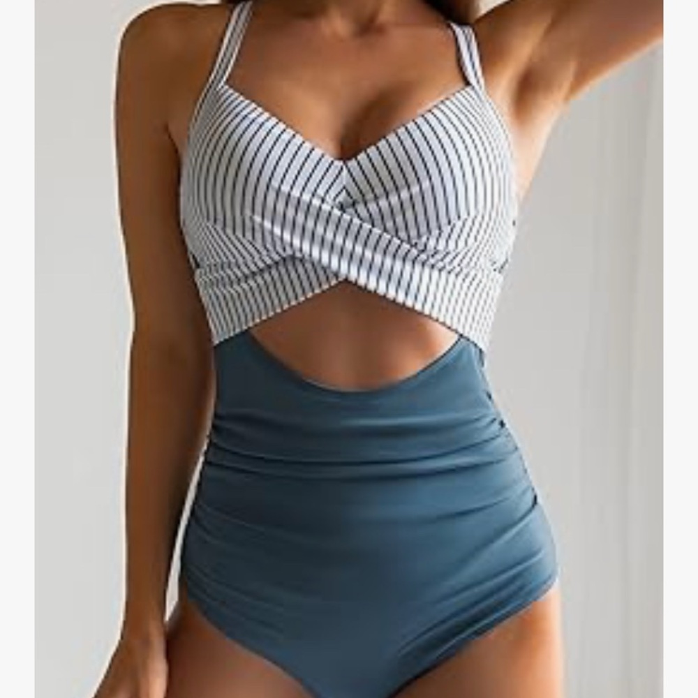 Women's One Piece Swimsuits Tummy Control Cut Out High Waisted Wrap Tie medium